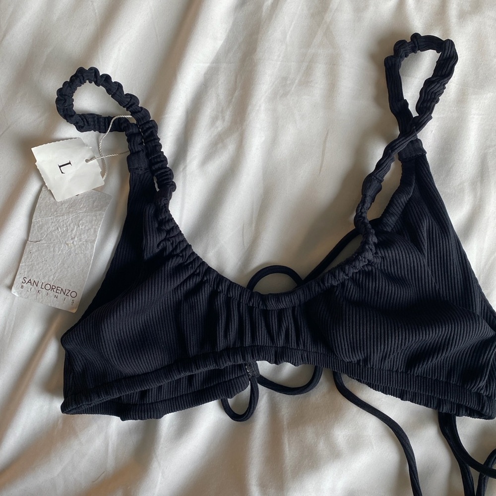San Lorzenzo Bikini "Bonita Obsidian Multi Ruched Bikini" Top Large NWT